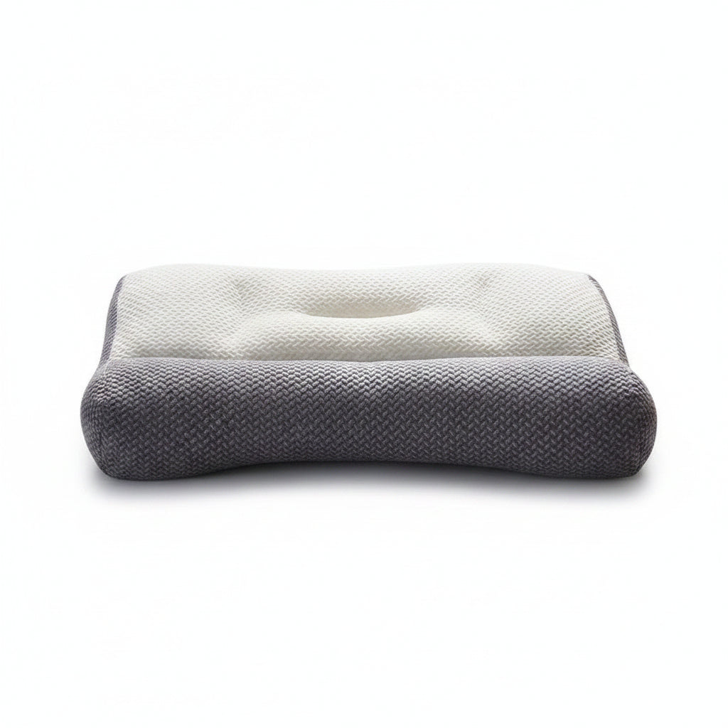 Neck pillow with text on a dark background