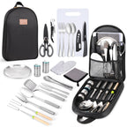Camping Cooking Utensils Set- Camping Essentials Camping Accessories Gear Must Haves Camper Tent Camping Kitchen Equipment RV Cookware Supplies Gadgets Outdoor Stove Portable Picnic Gifts BBQ Stuff Gadgets and Gizmos