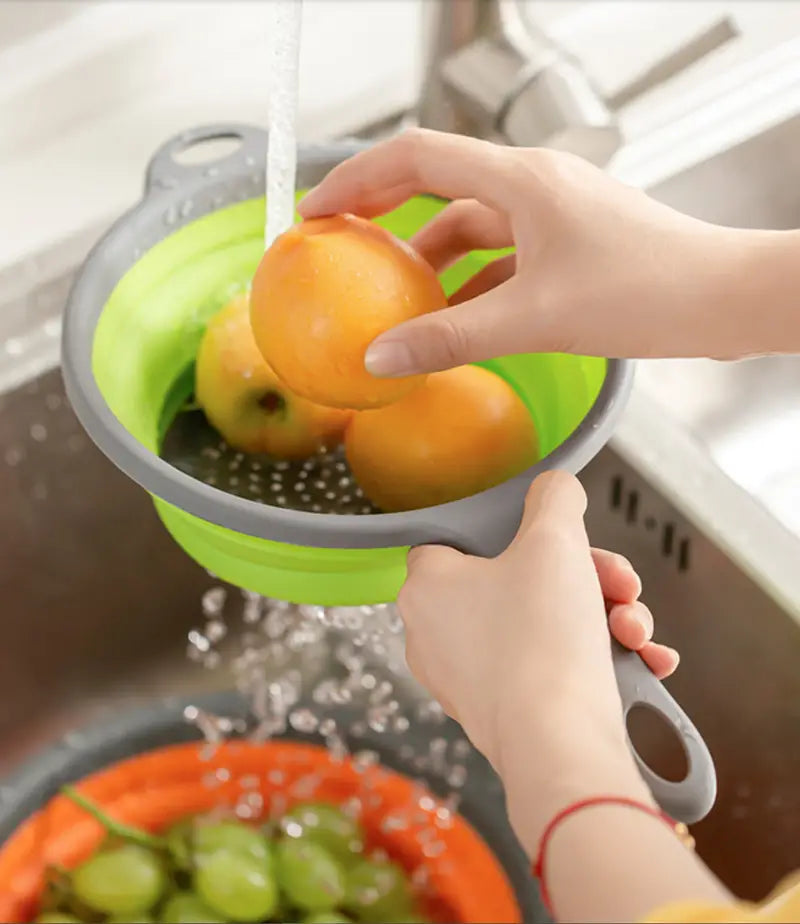 Collapsible Silicone Colander with Handles - Kitchen Gadget Gadgets and Gizmos