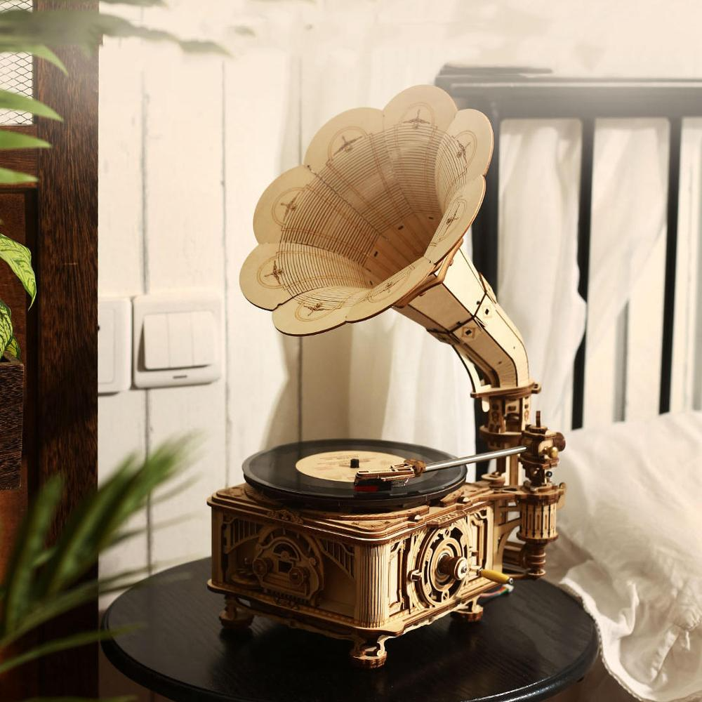DIY Wooden Mechanical Phonograph Puzzle Gadgets and Gizmos