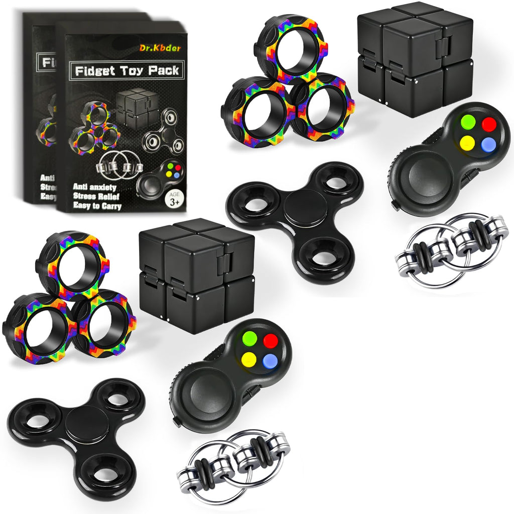 Dr.Kbder 5 Fidget Tools Set - Cube, Rings and Pad for Focus Gadgets and Gizmos