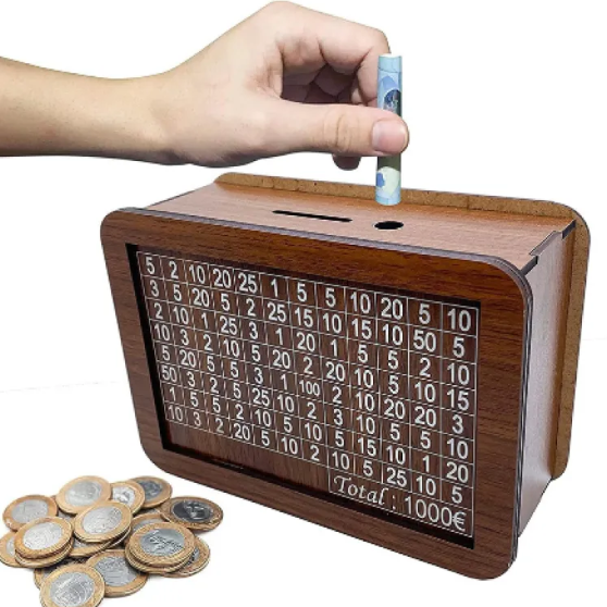 Wooden Piggy Bank for Home Gadgets and Gizmos