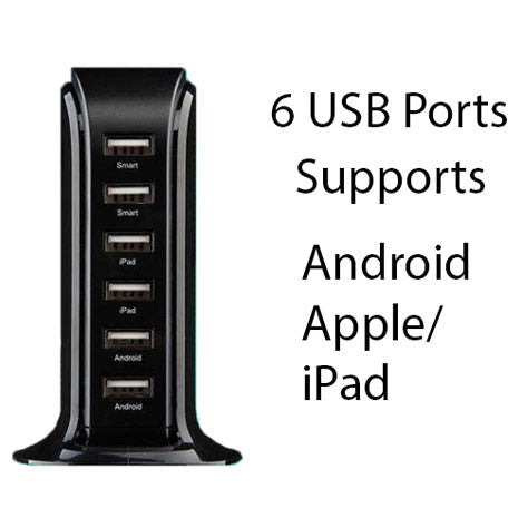 Smart Power 6 USB Colorful Tower for Every Desk at Home or Office charge any Gadget Gadgets and Gizmos