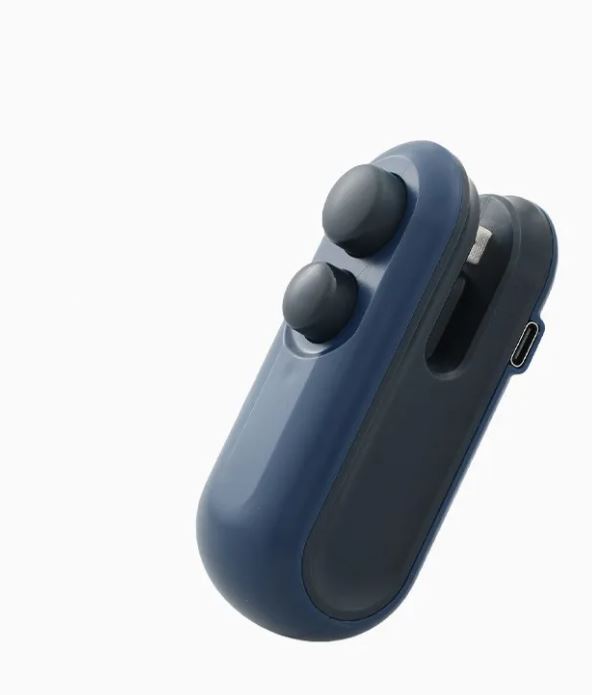 Blue electronic device with buttons on a white background