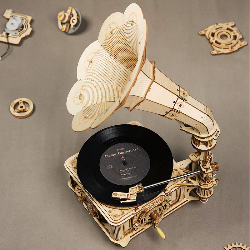DIY Wooden Mechanical Phonograph Puzzle Gadgets and Gizmos