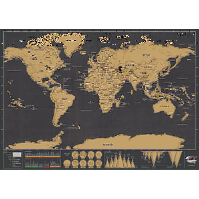 Scratch Art World Map DIY Set Gadgets and Gizmos