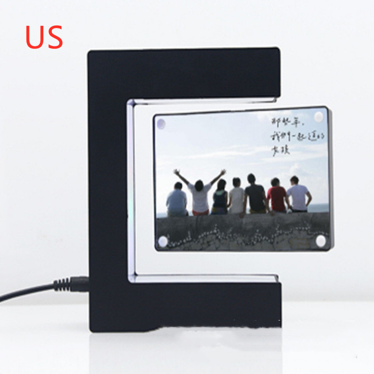 E-shaped magnetic levitation floating photo frame for home or office decor